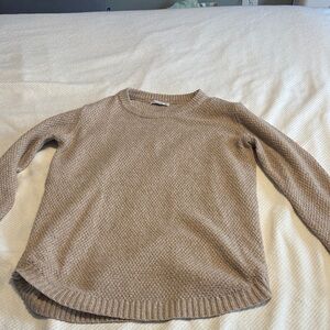 Pink Clover Textured Tan Sweater
